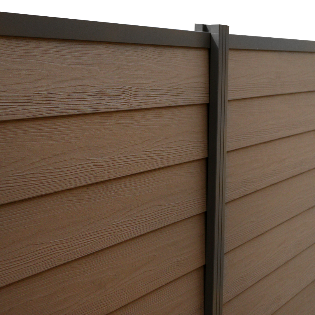 GartenLand Sichtschutz Zaun WPC Schwedenprofil Holzstruktur 180x180cm Multicolor Braun / Anthrazit