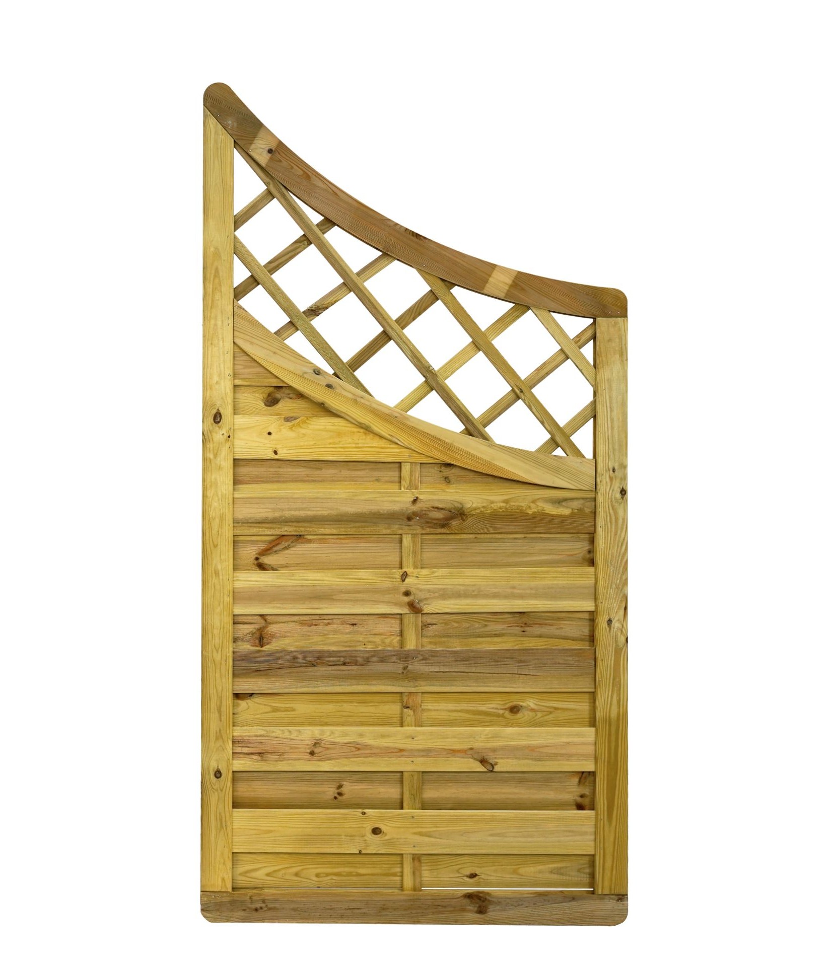 GartenLand Abschlusselement Vario Massiv „Extra Stabil“ gebogen mir Rankgitter 90x180/134 cm Kiefer – Kesseldruckimprägniert