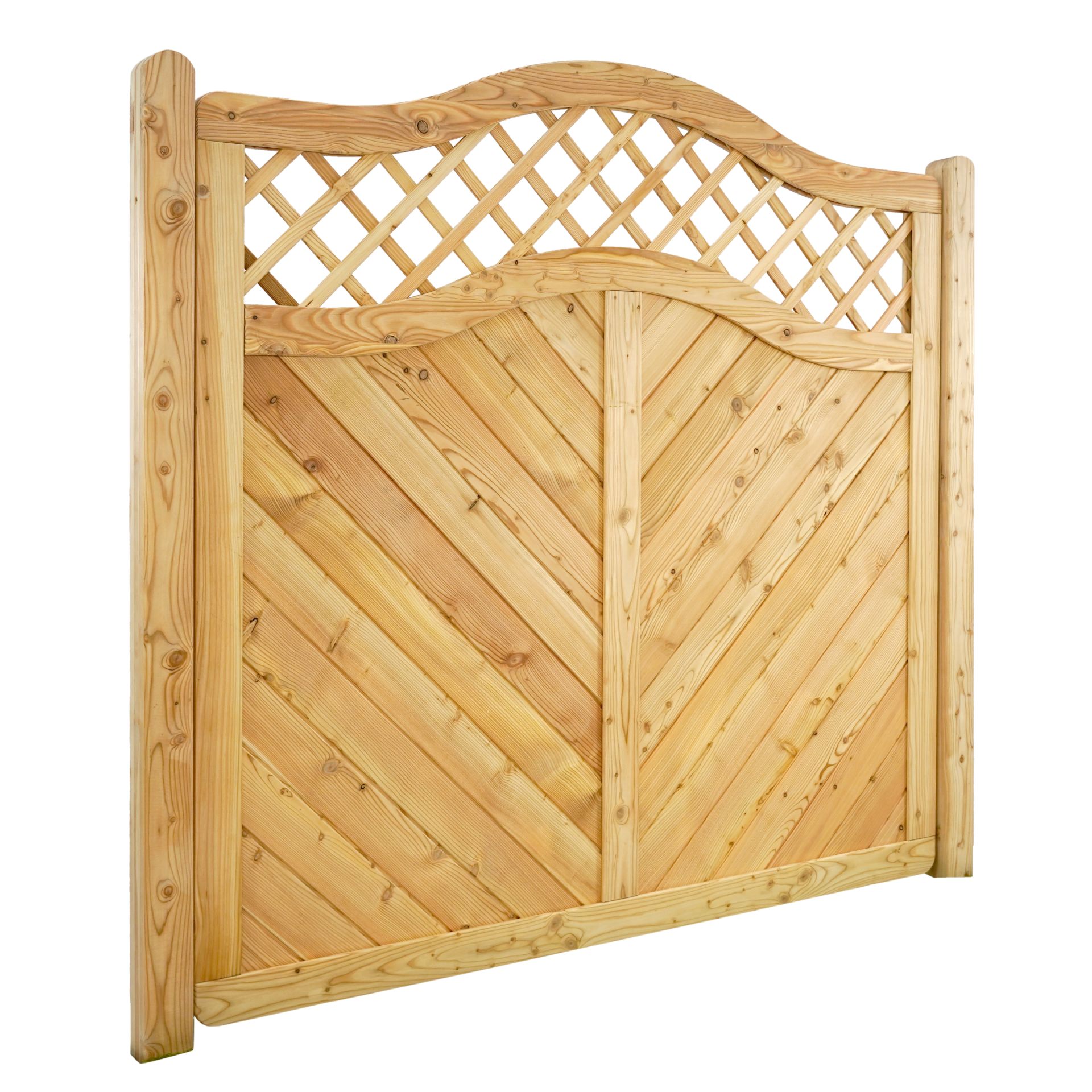 GartenLand Sichtschutzzaun Nizza gebogen ca. 180x180 cm mit Rankgitter Lärche – Naturbelassen