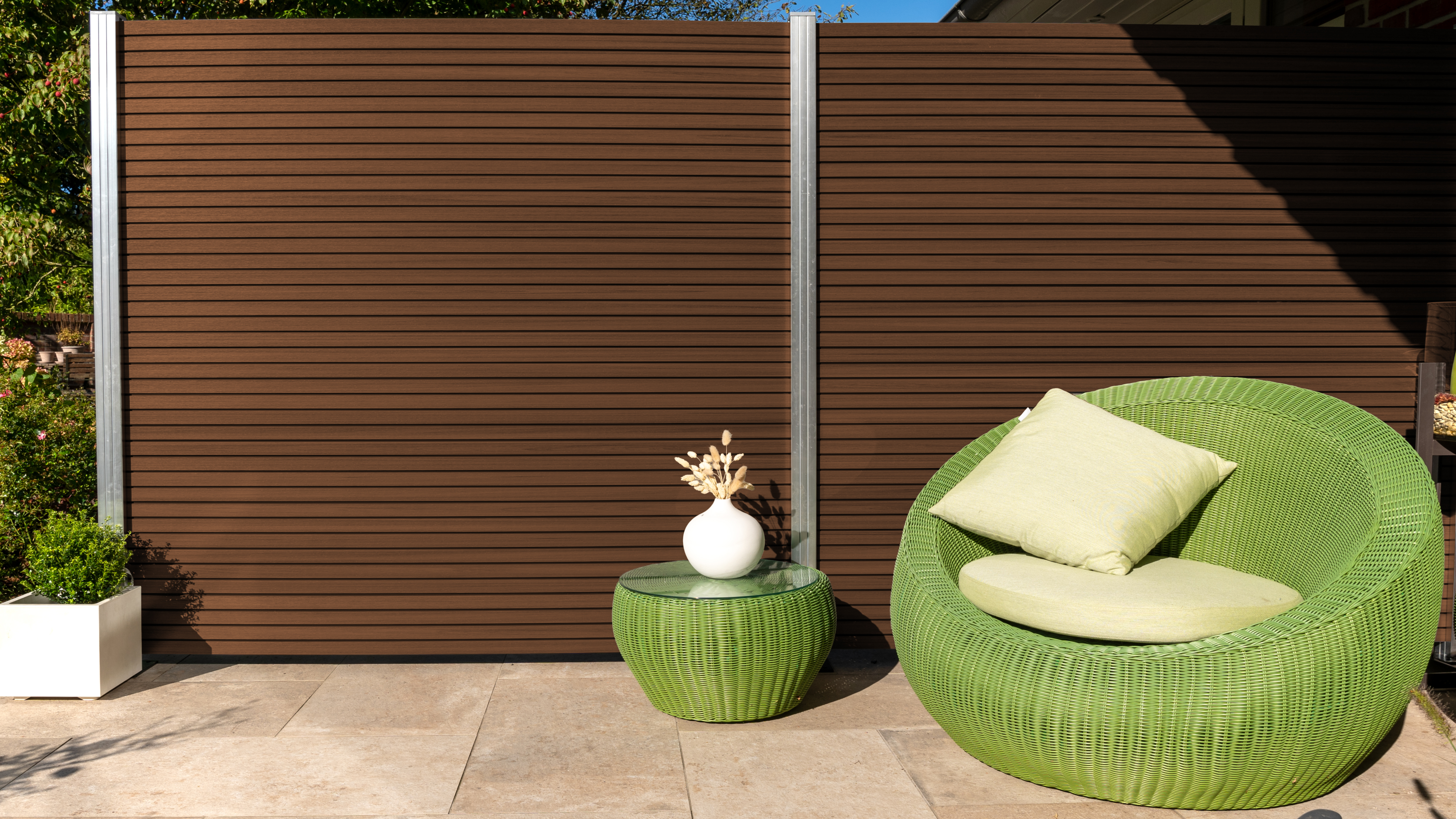 GartenLand Sichtschutz Zaun BPC Shadowline 180x180cm Ipé