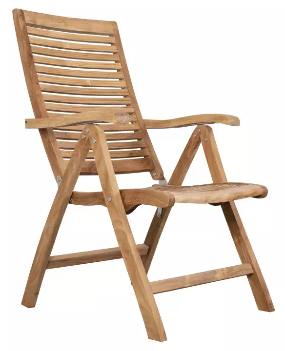 DekoVries Hochlehner Klappsessel Teak mit Armlehne Tellus