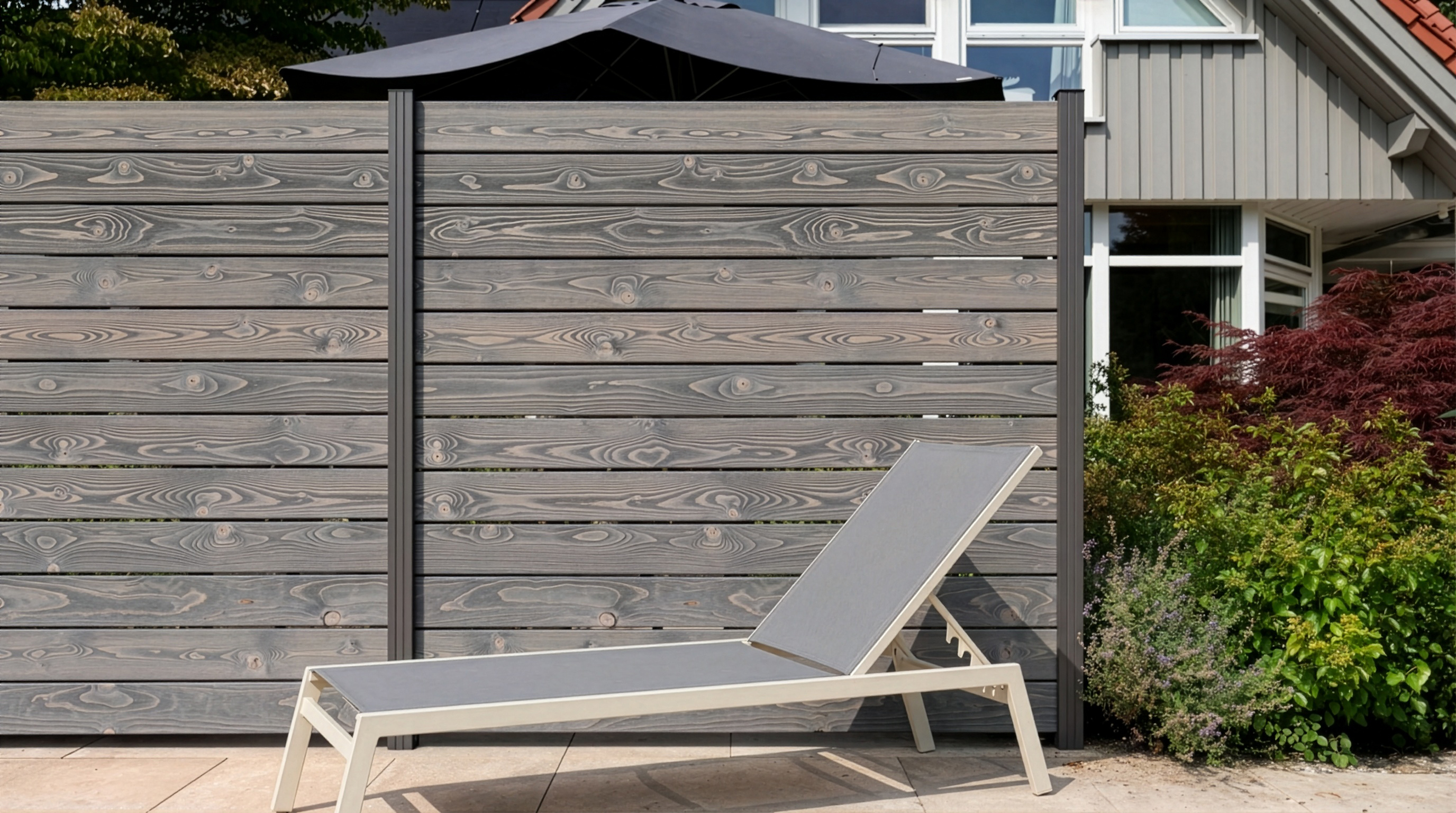GartenLand Holz Zaun Manchester Steckzaun ca. 180x180cm Hellgrau lasiert