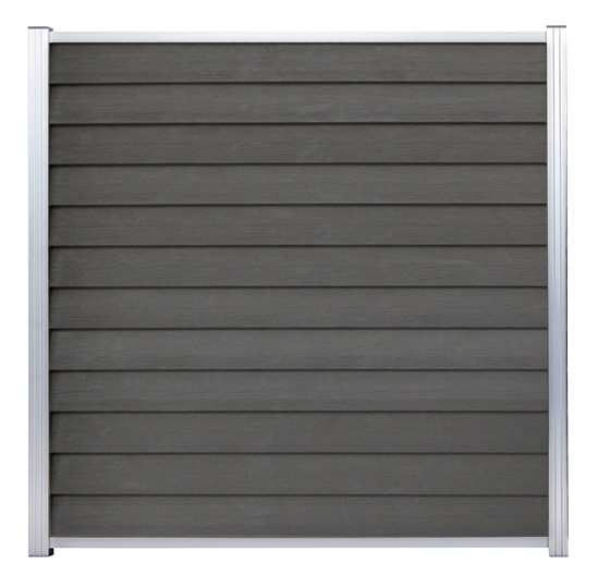 GartenLand Sichtschutz Zaun WPC Schwedenprofil 180x180cm Anthrazit Holzstruktur / Silber