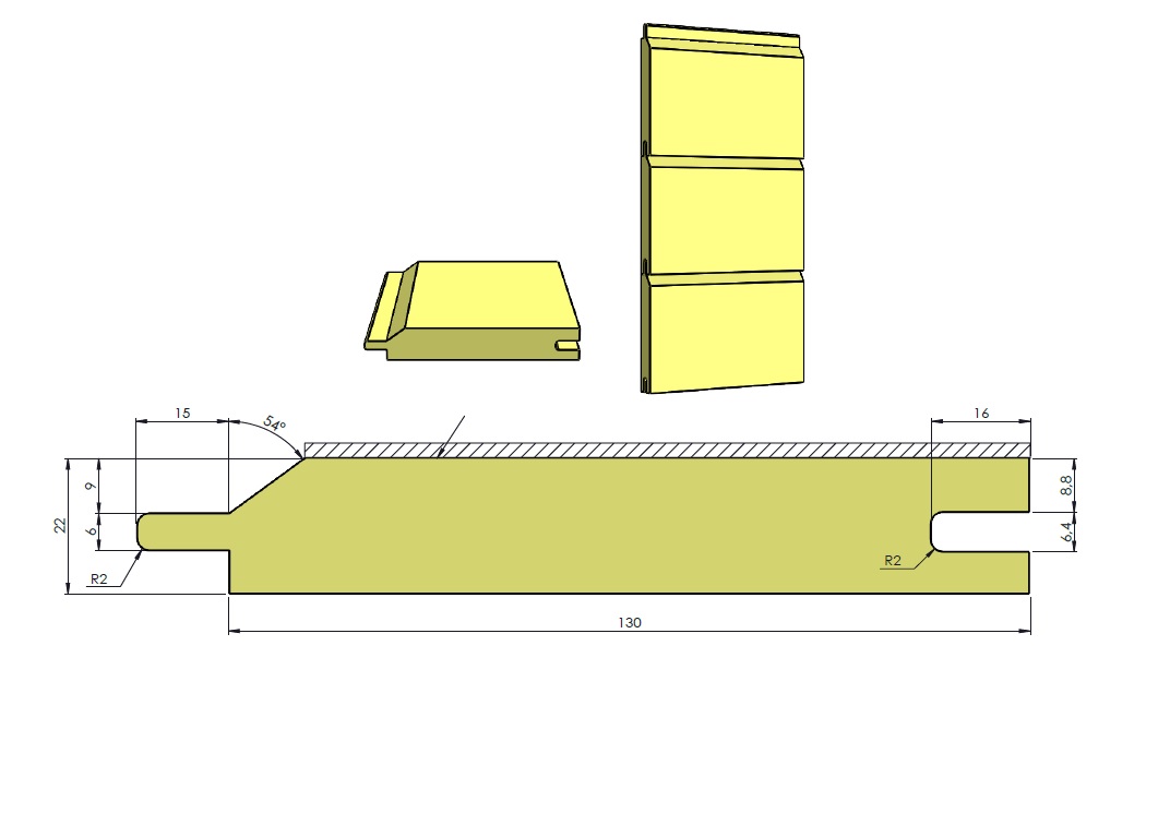 22x145 mm  Craftwood Fassade Profil D N+F, Sägefein DB:130 mm, grau waagerecht Leinöl-imprägniert