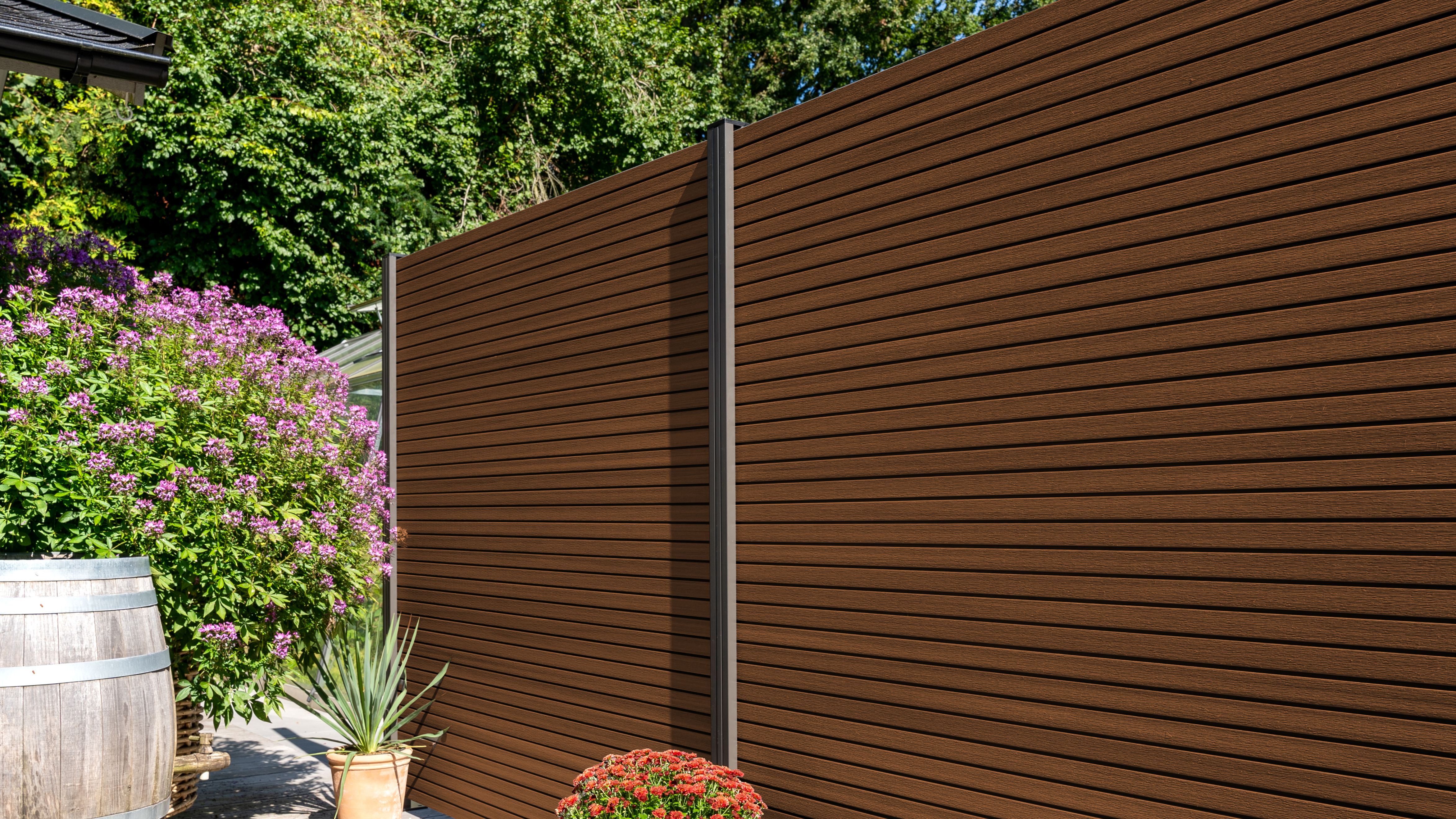GartenLand Sichtschutz Zaun BPC Shadowline 180x180cm Ipé