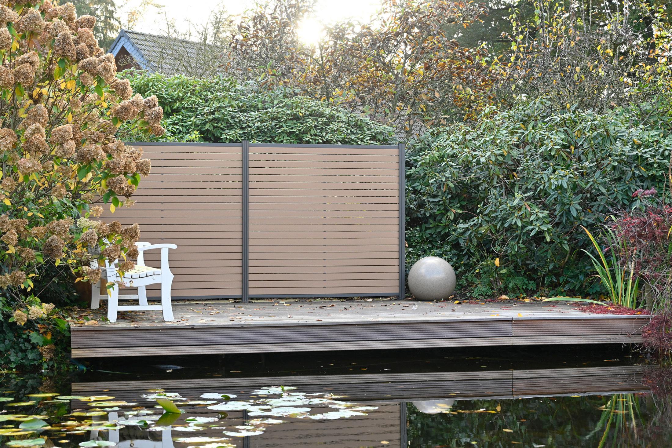 WPC Rhombus Steckzaun Texel in karamellbraun / anthrazit