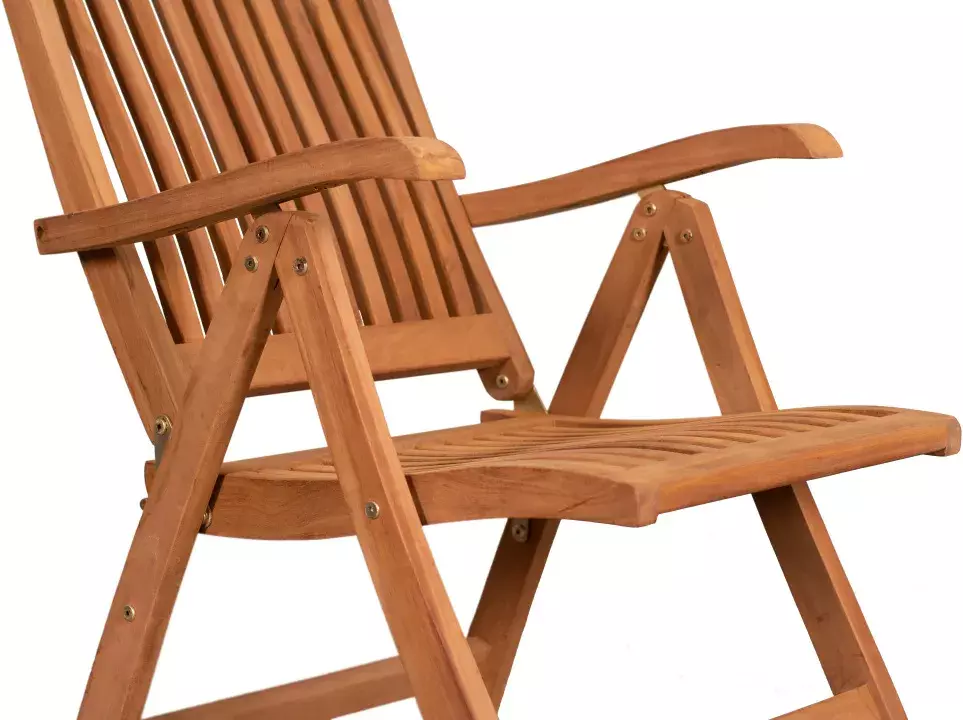 DekoVries Hochlehner Klappsessel Teak mit Armlehne