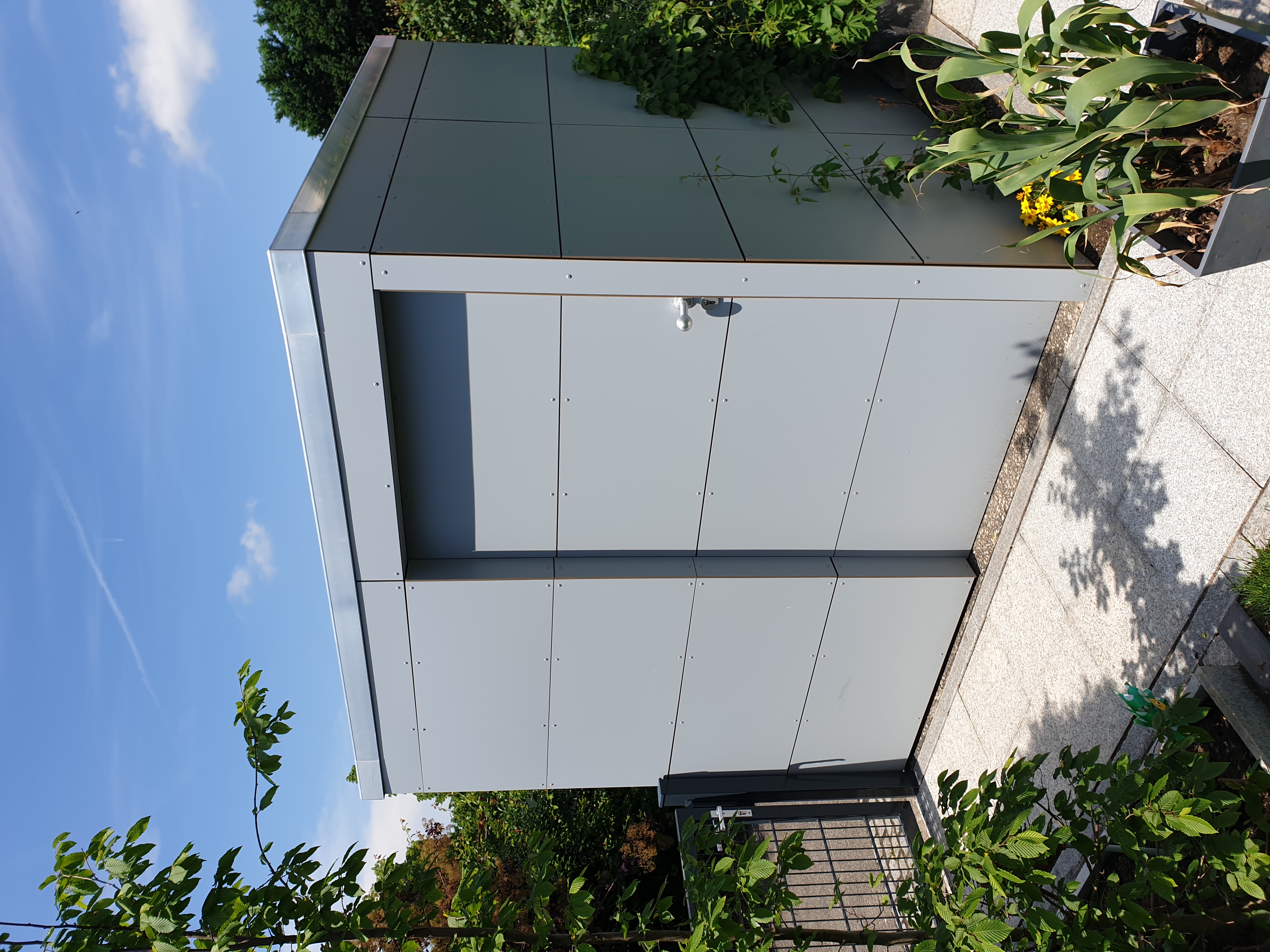 HPL Design Gartenhaus 240x120cm RAL 7040