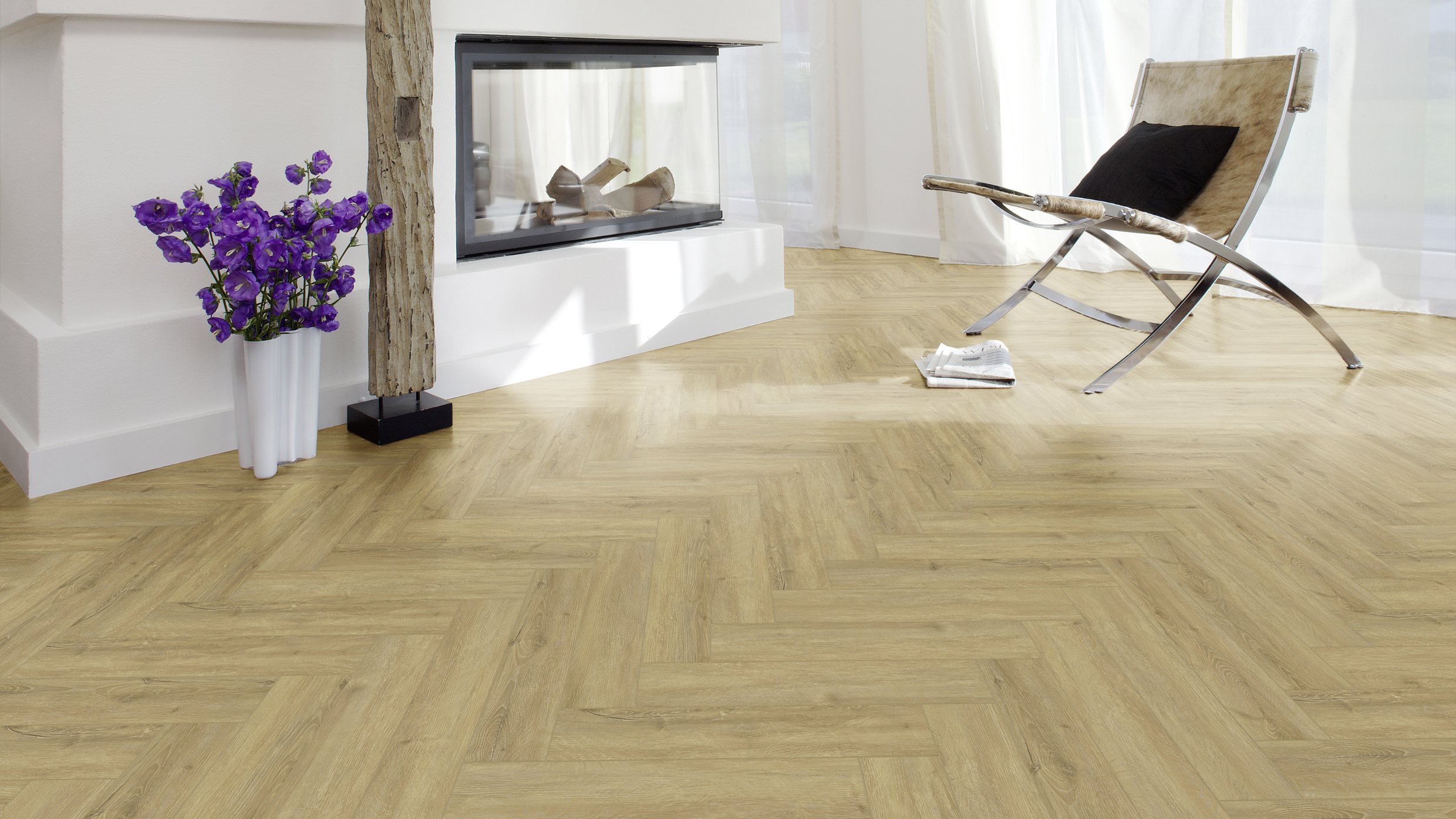 A´viva Rigid-Vinyl FischGrät Premium inkl. TS 4V, Design Eiche Natural hell, NS 0,5mm