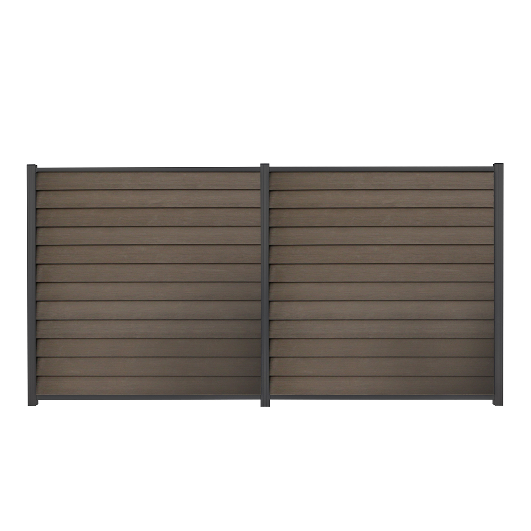 GartenLand Sichtschutz Zaun WPC Schwedenprofil Holzstruktur 180x180cm Multicolor Braun / Anthrazit