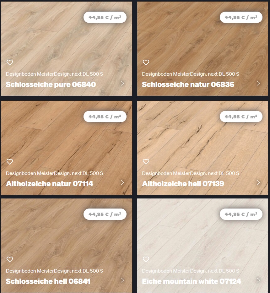MeisterDesign next PVC-frei DL 500 S Landhausdiele 8x220x2052mm NKL23/33 Farbauswahl