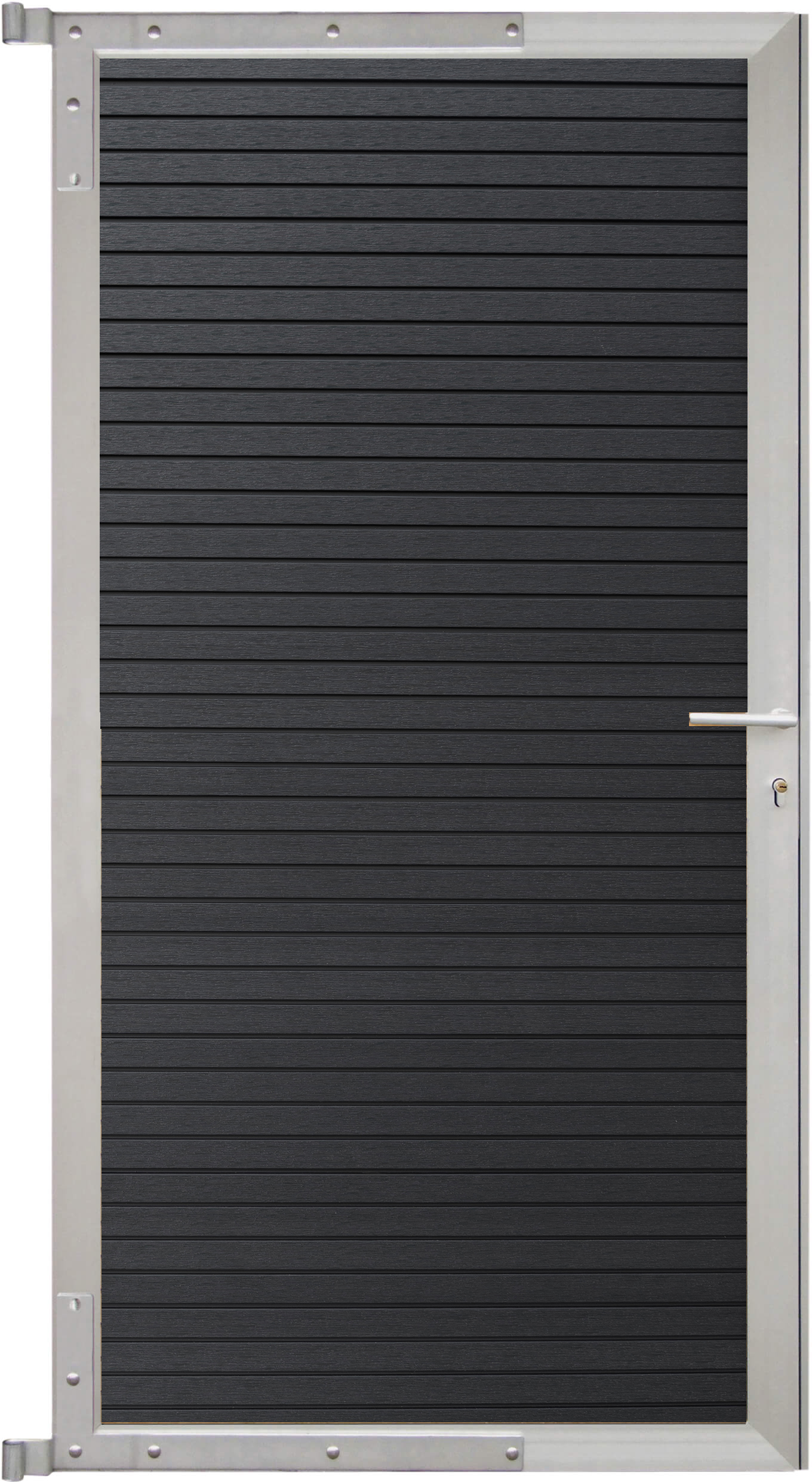 GartenLand BPC Sichtschutz Zauntor Deep Black | Silber Rahmen 90x180 cm, inkl. Beschlagsatz