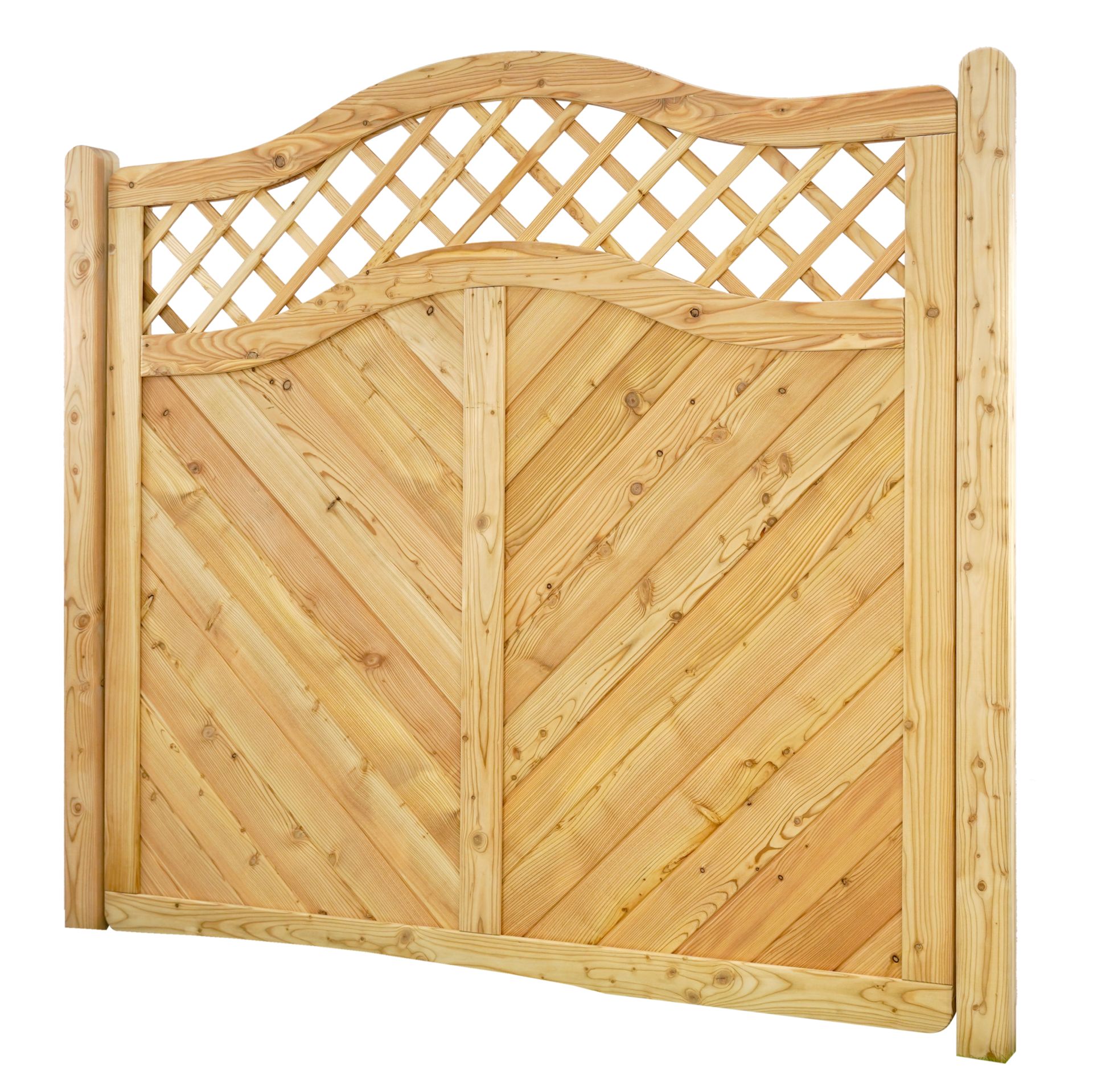 GartenLand Sichtschutzzaun Nizza gebogen ca. 180x180 cm mit Rankgitter Lärche – Naturbelassen