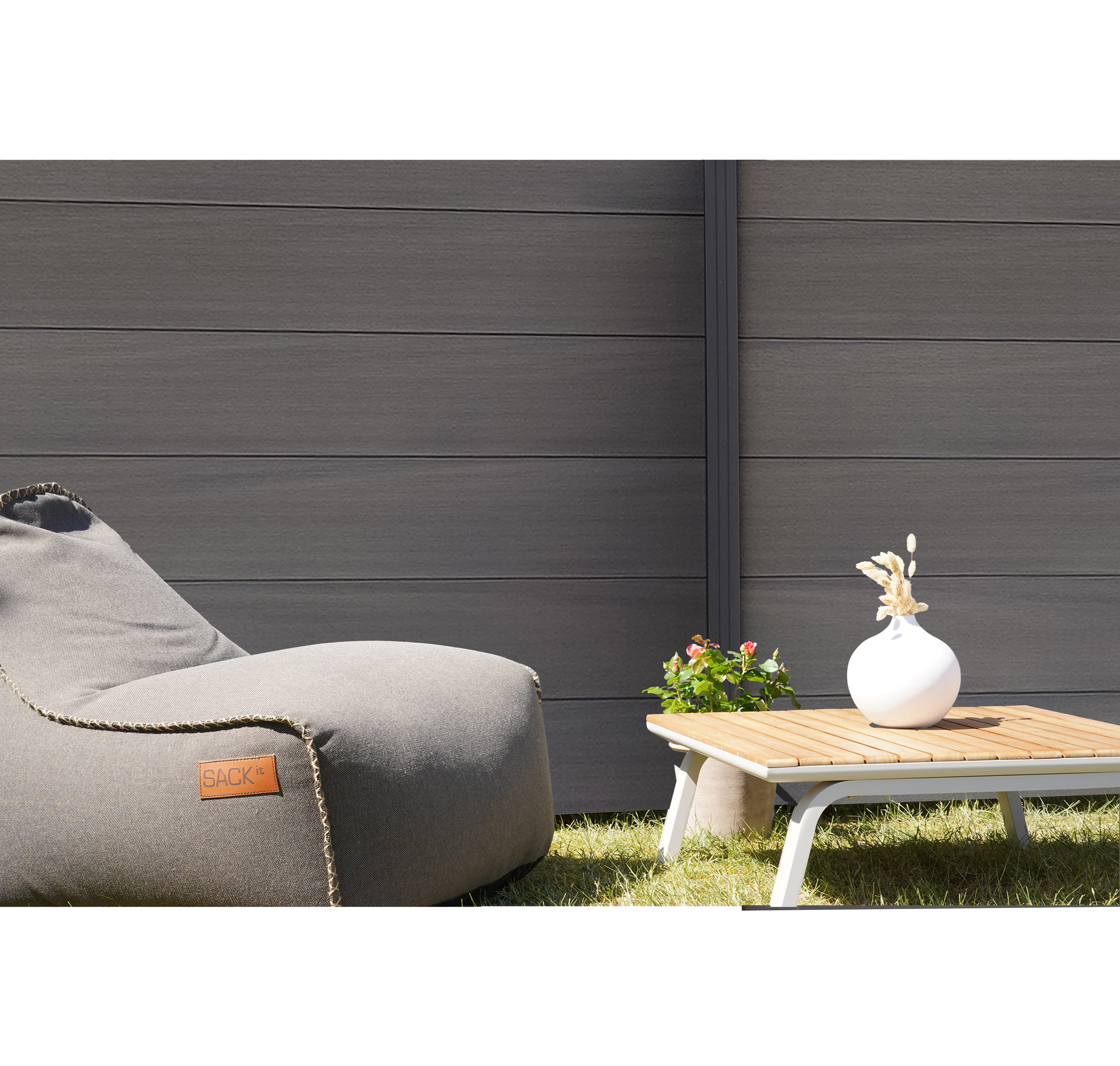 GartenLand Sichtschutz Zaun WPC Ameland Co-Ex 180 x 180 cm Amethystgrau