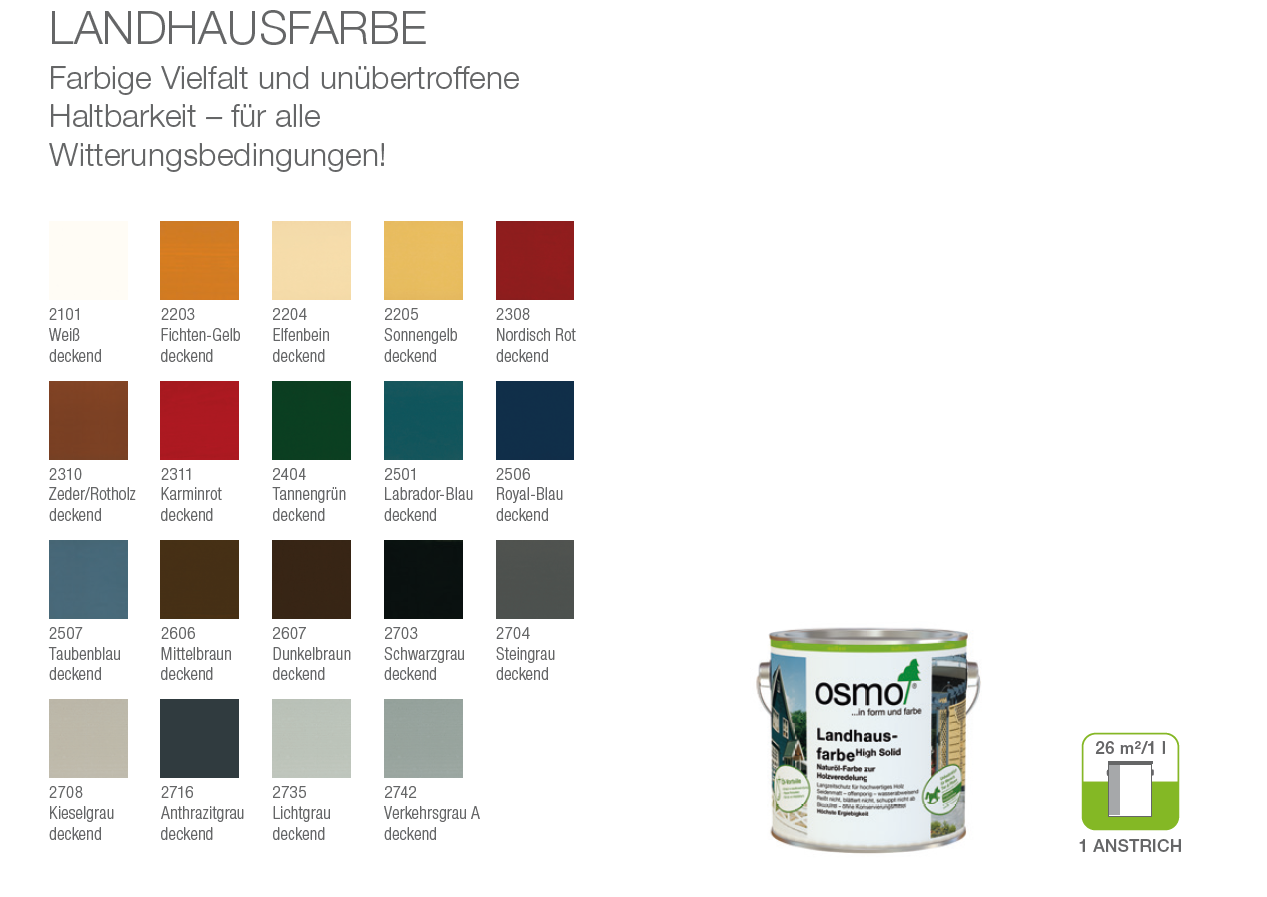 Osmo Landhausfarbe Farbauswahl