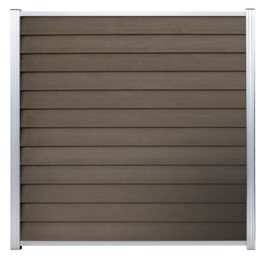 GartenLand Sichtschutz Zaun WPC Schwedenprofil Holzstruktur 180x180cm Multicolor Braun / Silber
