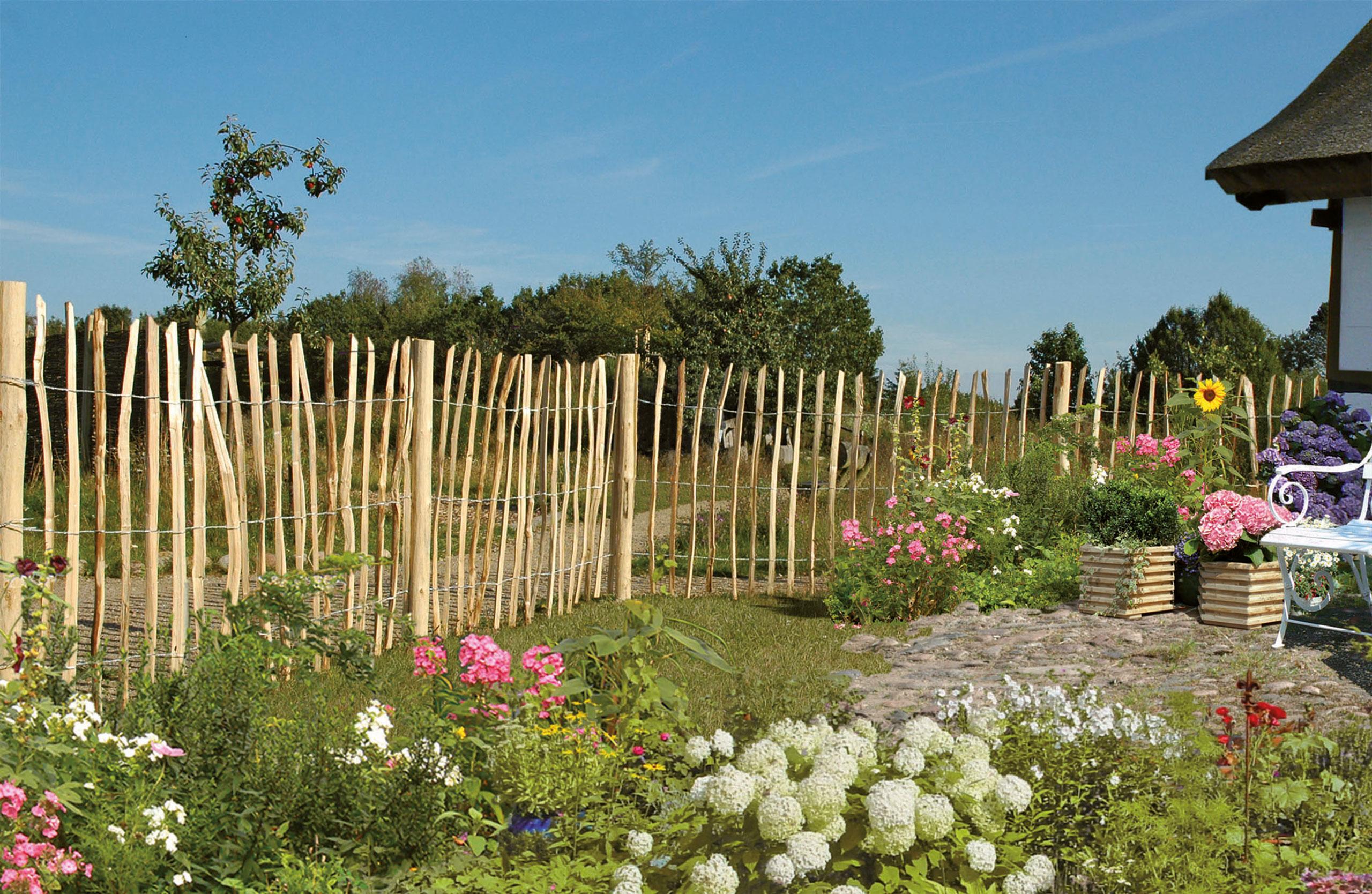 GartenLand Juist Haselnuss Rollzaun - 120x500cm Staketenzaun